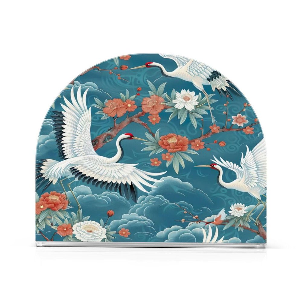 JUMBEAR Japanese-Style White Crane Napkin Holder