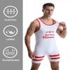 Men's Wrestling Singlet, Slim-Fit, One-Piece, Sleeveless, White/Red, Small view 2