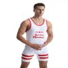 Men's Wrestling Singlet, Slim-Fit, One-Piece, Sleeveless, White/Red, Small view 3