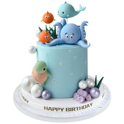 Under-the-Sea Ocean Animal Cake Decorations, 17-Piece Set