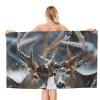 Lrtyuasq Microfiber Bath Towel with Deer in Snow, Printed, 132 x 81 cm, Ultra-Absorbent, Quick-Drying, Beach Towel for Bathroom, Beach, Pool, Swimming and Travel view 1