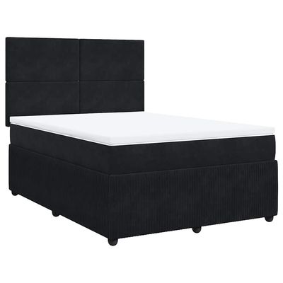 vidaXL Box Spring Bed with Mattress Black 140x200 cm Velvet