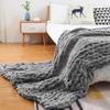 Handmade Chenille Cable-Knit Throw Blanket, Gray, 100 x 150 cm view 1