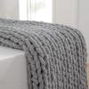 Handmade Chenille Cable-Knit Throw Blanket, Gray, 100 x 150 cm view 3