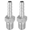 PATIKIL 304 Stainless Steel Hose Barb Fittings, 2-Pack, 1/4" Hose Barb x 1/8" PT Thread view 1