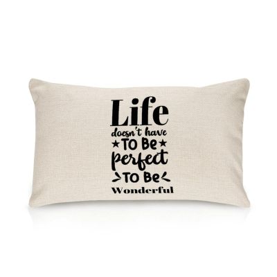 Yelolyio Life Doesn't Have to Be Perfect to Be Wonderful Cotton Quote Pillow Cover for Home, Farmhouse, Sofa, Couch, Bedroom, and Living Room Decor