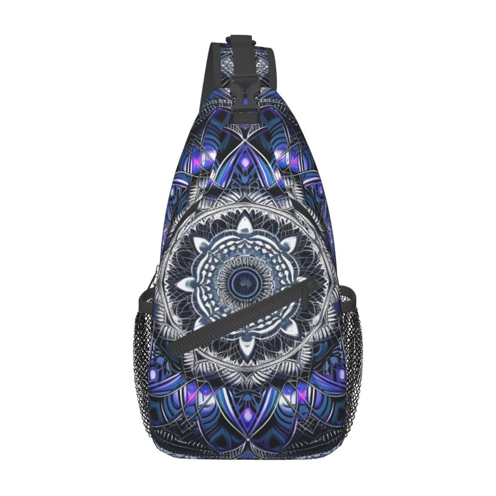 Men's Rectangular Mandala Phone Chest Bag, Multifunctional Sling Pack