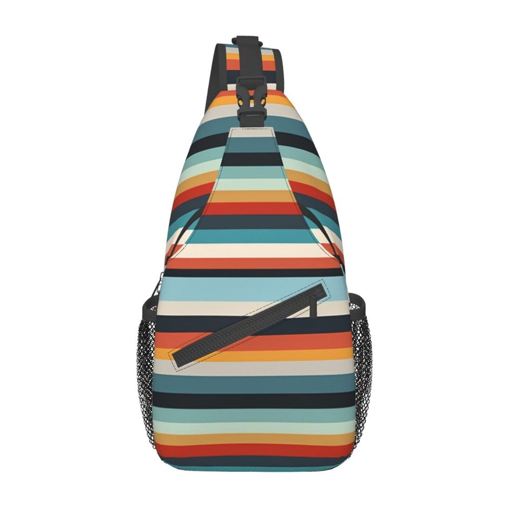 Striped Tactical Chest Sling Bag with Adjustable Shoulder Strap