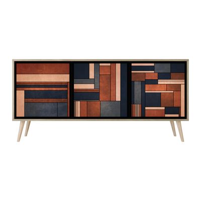 HEALANCY 3-Door Sideboard Cabinet, Riva Oak