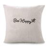 Yelolyio Bee Happy Decorative Quote Pillow Cover, Cotton-Linen, 22 x 22 in view 2