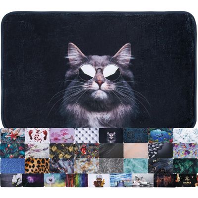 Sanilo Bathroom Rug, Soft and Slip-Resistant, Washable and Quick-Drying, Cool Cat, 70 x 110 cm