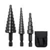 Xptieeck 3-Piece HSS Step Drill Bit Set, 3–12 mm, 4–12 mm, 4–20 mm, Straight Flute, for Metal view 1