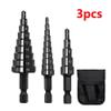 Xptieeck 3-Piece HSS Step Drill Bit Set, 3–12 mm, 4–12 mm, 4–20 mm, Straight Flute, for Metal view 2