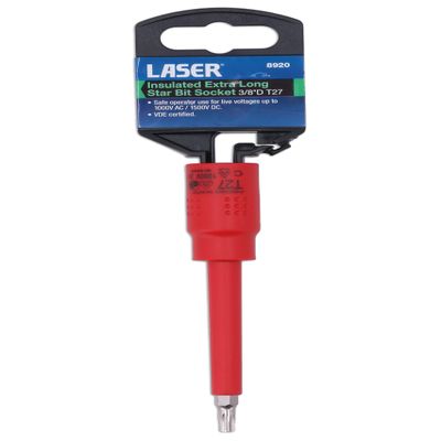 Laser Insulated Extra-Long Star Bit Socket, 3/8 in Drive, T27