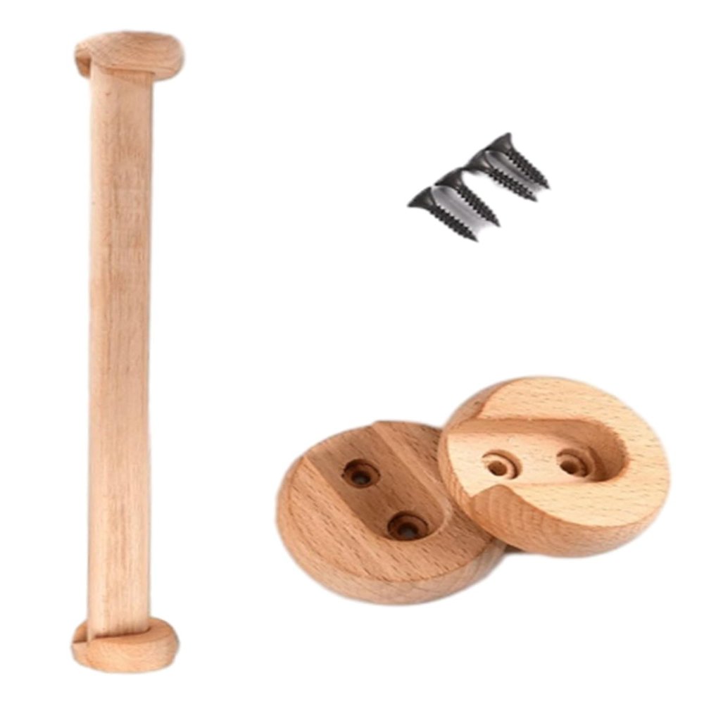 Solid Wood Closet Rod with Mounting Hardware, Cuttable, 61 cm/24 in/2 ft