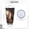 Ousika 590 ml Stainless Steel Travel Tumbler with Lid and Straw, Baseball Design view 4