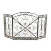 BGFYUSF Folding Fireplace Screen, 3-Panel Wrought-Iron Spark Guard view 1