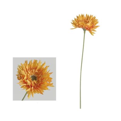 Yanonug Artificial Single-Branch Brushed Gerbera Daisies, Small Silk Flowers, Orange, 5 Pieces