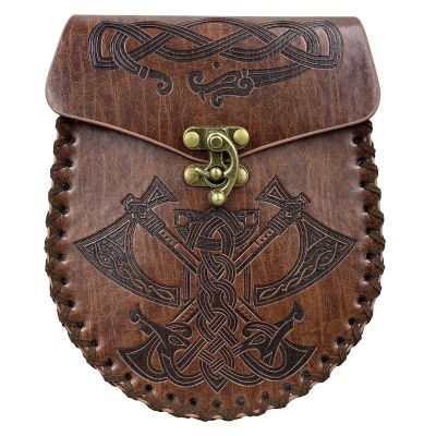 Medieval PU Leather Belt Pouch, Vintage Embossed Design