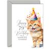79th Birthday Card for Grandfather, Party Cat, A5 view 1