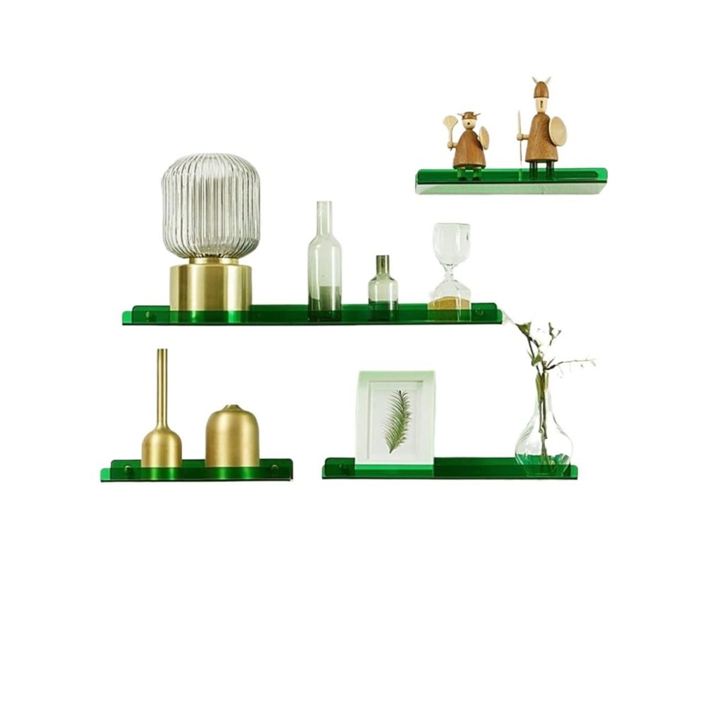 Floating Acrylic Shelves, 4-Pack, Green