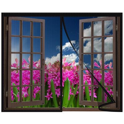 Magnetic Fly Screen for Windows, 90 x 150 cm, Self-Closing, No Drilling, Black