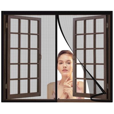 Magnetic Insect Screen Window Curtain, 80 x 235 cm, No Drilling, Black