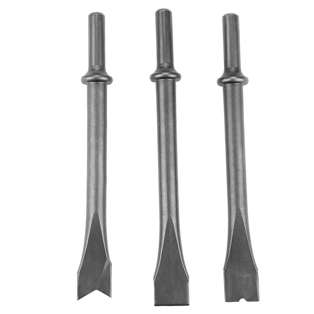 Pneumatic Chisel Bits with .401 Shank, 3-Piece Air Hammer Chisel Set, Round Shank, 18 x 5 x 2 mm