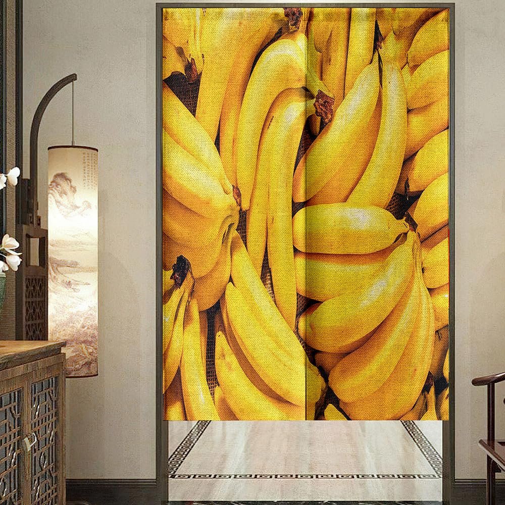 DOTBUY-SHOP 3D Banana Print Linen Noren Door Curtain, 75 x 150 cm