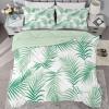 Linfye Reversible Comforter 240 x 220 cm, Green Palm Leaf Print, 4 Seasons, with 2 Pillowcases view 3