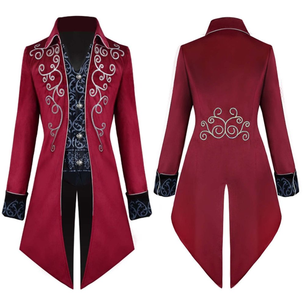 Amxleh Men's Halloween Renaissance Steampunk Gothic Tailcoat Jacket