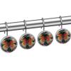 12-Piece Crystal Glass Shower Curtain Hook Set, Stainless Steel, Butterfly Design view 2