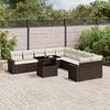 CIADAZ 11-Piece Brown Poly Rattan Garden Sofa Set with Cushions view 1