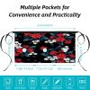 VAPOKF 3-Pack Waist Aprons with 3 Pockets, Short Half Aprons, Red Rose Magnolia Flowers, Multicolor view 3
