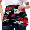 VAPOKF 3-Pack Waist Aprons with 3 Pockets, Short Half Aprons, Red Rose Magnolia Flowers, Multicolor view 4