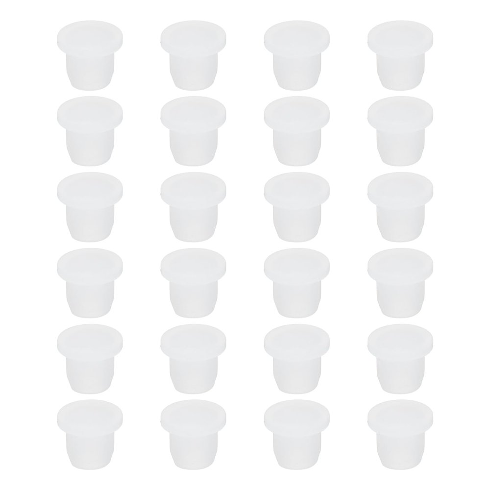 QUARKZMAN Soft Flexible T-Shaped Silicone Rubber Stoppers for 10.5 mm Holes, White, 24-Pack