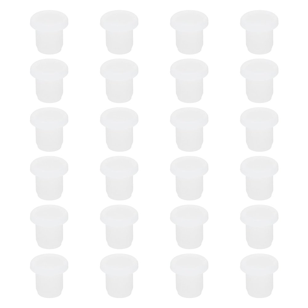 QUARKZMAN Soft Flexible T-Shaped Silicone Rubber Stoppers for 7.3–7.4 mm Holes, White, 24-Pack