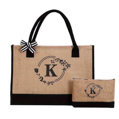 Baymate Monogrammed Jute Tote Bag for Women