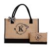 Baymate Monogrammed Jute Tote Bag for Women view 1