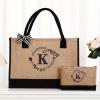 Baymate Monogrammed Jute Tote Bag for Women view 2