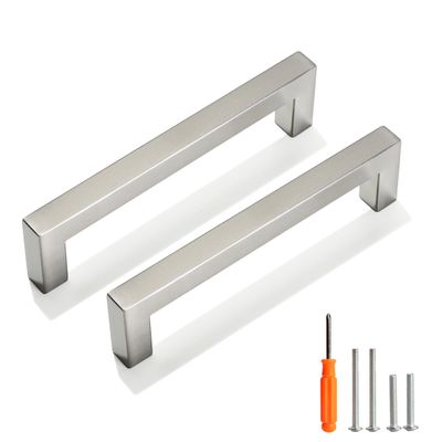 Redunest Cabinet Handles, Brushed Nickel, 128 mm Hole Spacing, 50-Pack