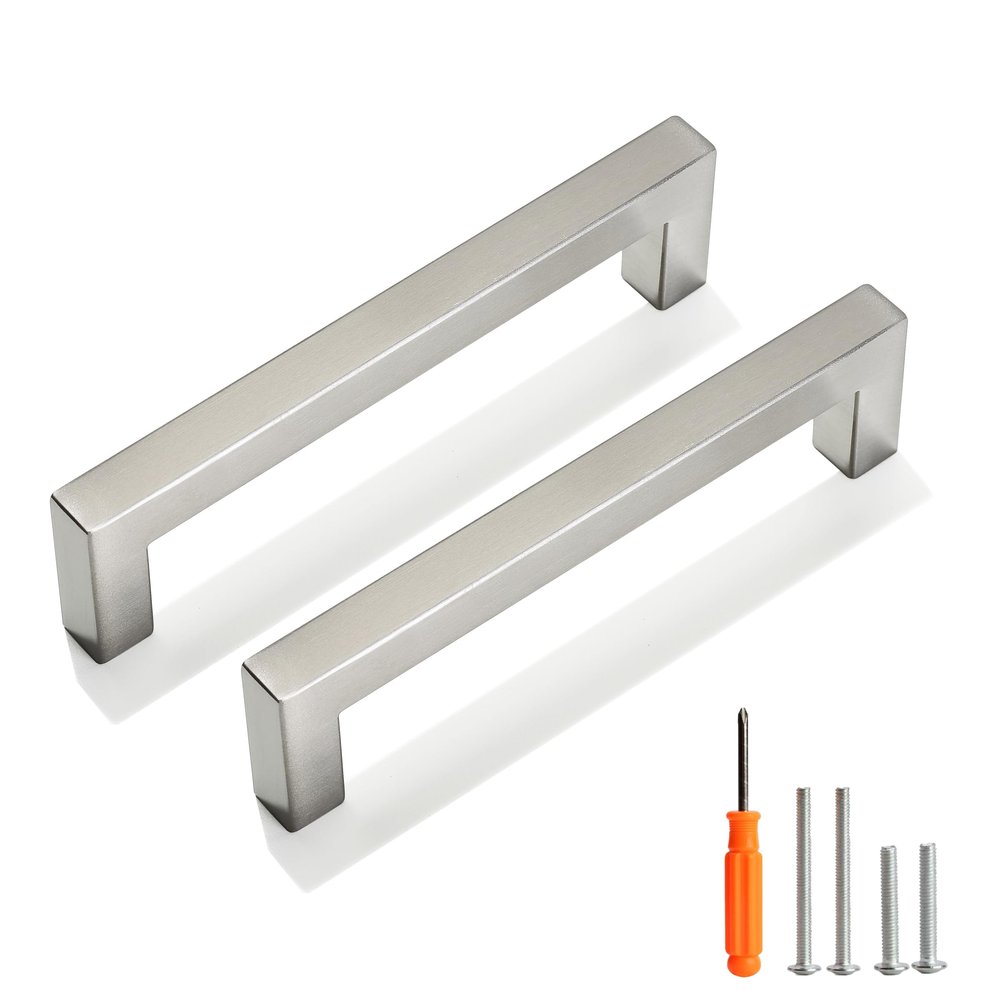 Redunest Cabinet Handles, Brushed Nickel, 128 mm Hole Spacing, 50-Pack