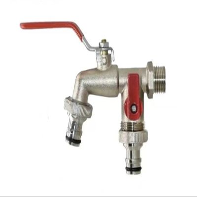 WTAXBH Zinc Alloy Garden Faucet, 1 Inlet, 2 Outlets, with Double Nipple