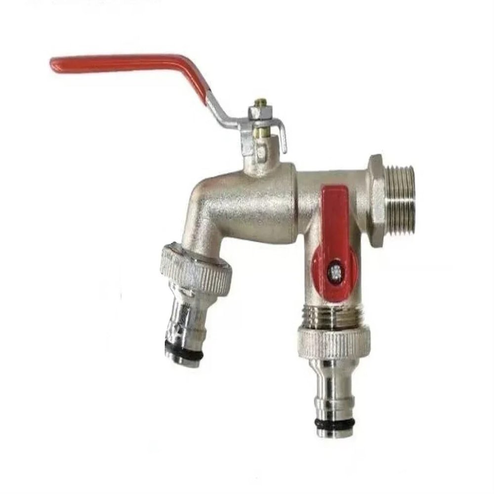 WTAXBH Zinc Alloy Garden Faucet, 1 Inlet, 2 Outlets, with Double Nipple