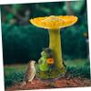 HANABASS Portable Resin Bird Bath with Frog and Sunflower Design view 2