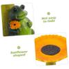 HANABASS Portable Resin Bird Bath with Frog and Sunflower Design view 4