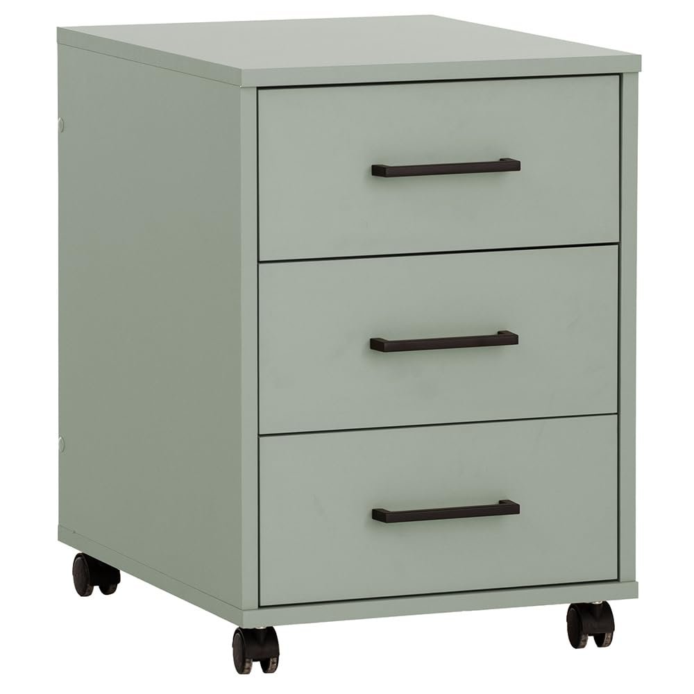 Lomadox Mobile File Cabinet with 3 Drawers, Pistachio Green