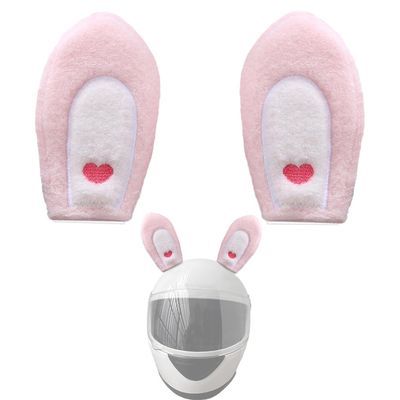 CHAASDEOM Bicycle Helmet Accessories, Cat/Bunny Ears, 2 pcs (Pink/White)