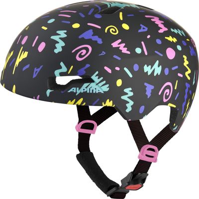 ALPINA Hackney Kids' Bike Helmet, Matte Black-Confetti, 47–51 cm