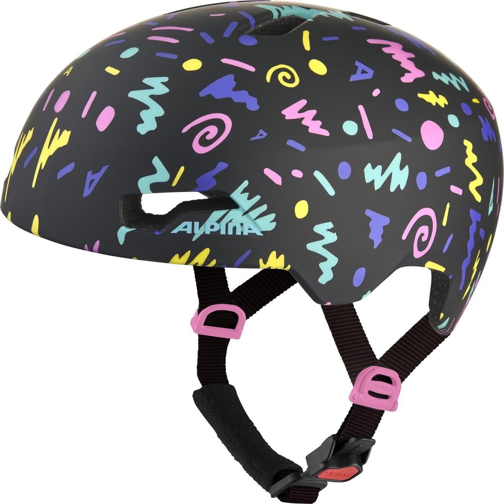 ALPINA Hackney Kids' Bike Helmet, Matte Black-Confetti, 47–51 cm